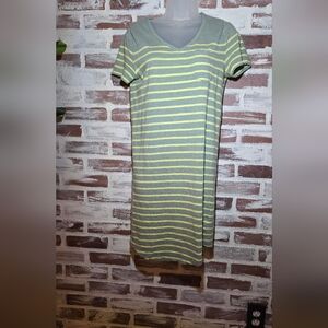 GAP Gray and Yellow Striped Midi Dress